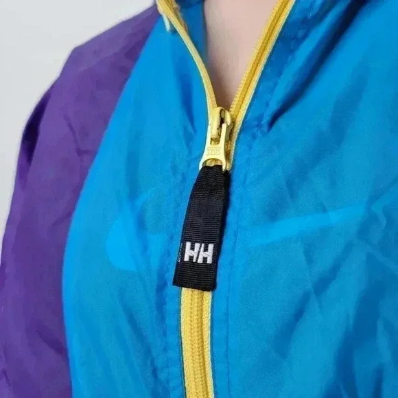 Vintage 90s Helly Hansen Colorblock Windbreaker Track Jacket - S - Picture 9 of 10